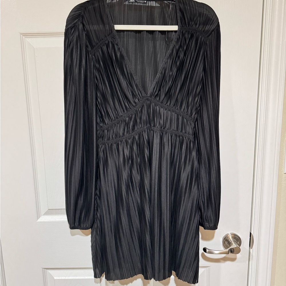 Zara Black Pleated Dress